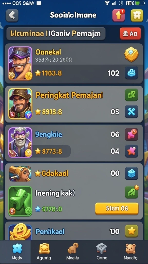 Screenshot fitur leaderboard yang menampilkan peringkat pemain.
